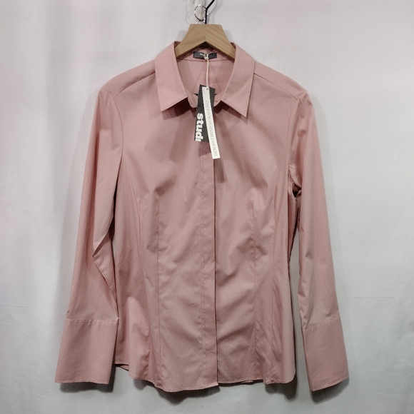 NWT Studio W Concealed Button Shirt Womens 12 Pink Barbiecore Office Career - Picture 1 of 10